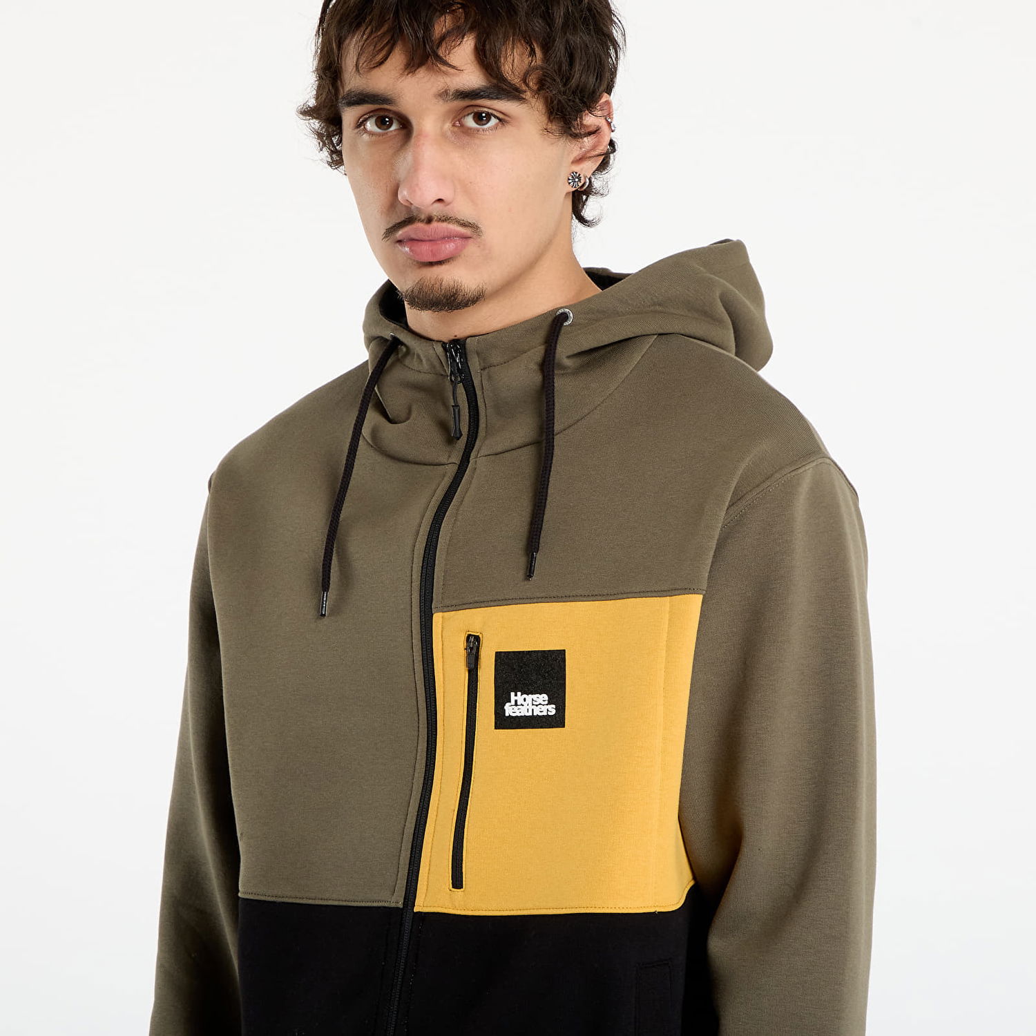 Dukserice Horsefeathers Vick Full-Zip Colorblock Hoodie with Chest Pocket Višebojno | SM1321M, 1