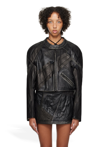 Jakna Acne Studios Patchwork Leather Jacket Crna | A70152-