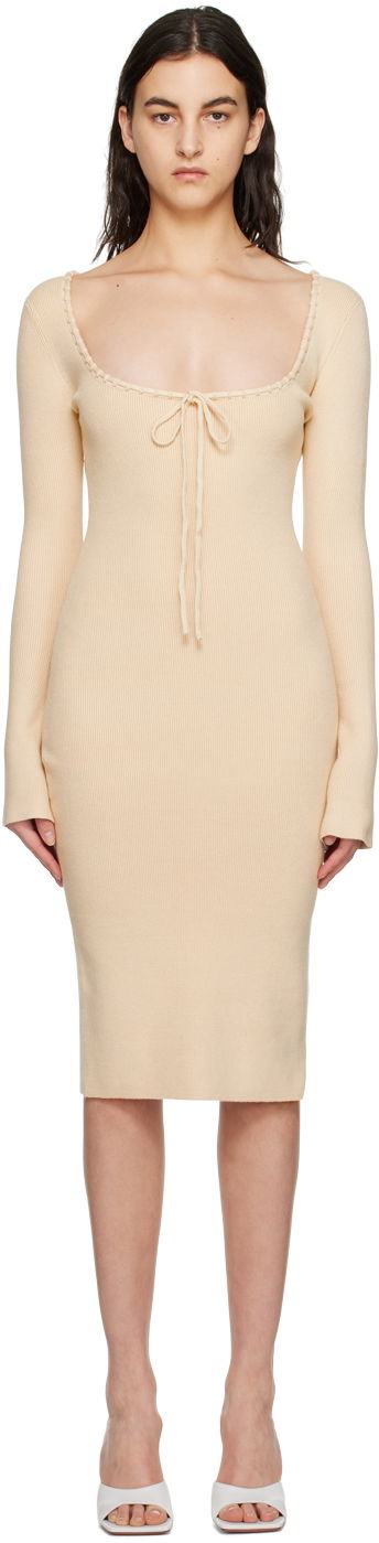 Haljina GUIZIO Guizio Bow Midi Dress Bež | DGF22E702_CRM