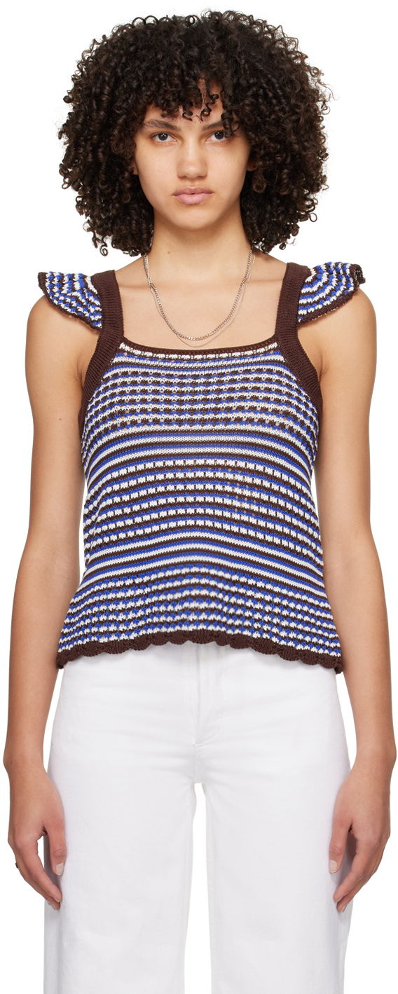 Majica bez rukava A.P.C. Crocheted Tank Top Plava | COGDJ-F23305