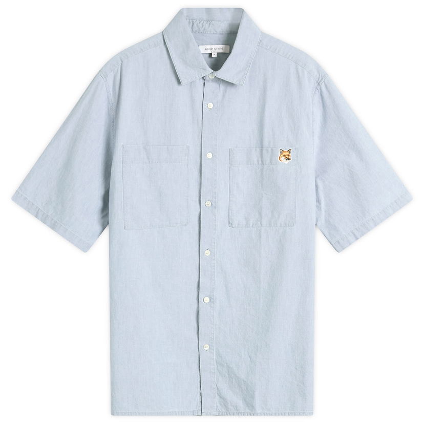 Košulja MAISON KITSUNÉ Maison Kitsuné Relaxed Chambray Short Sleeve Shirt, Size Large Plava | OM00424WC5006-P470