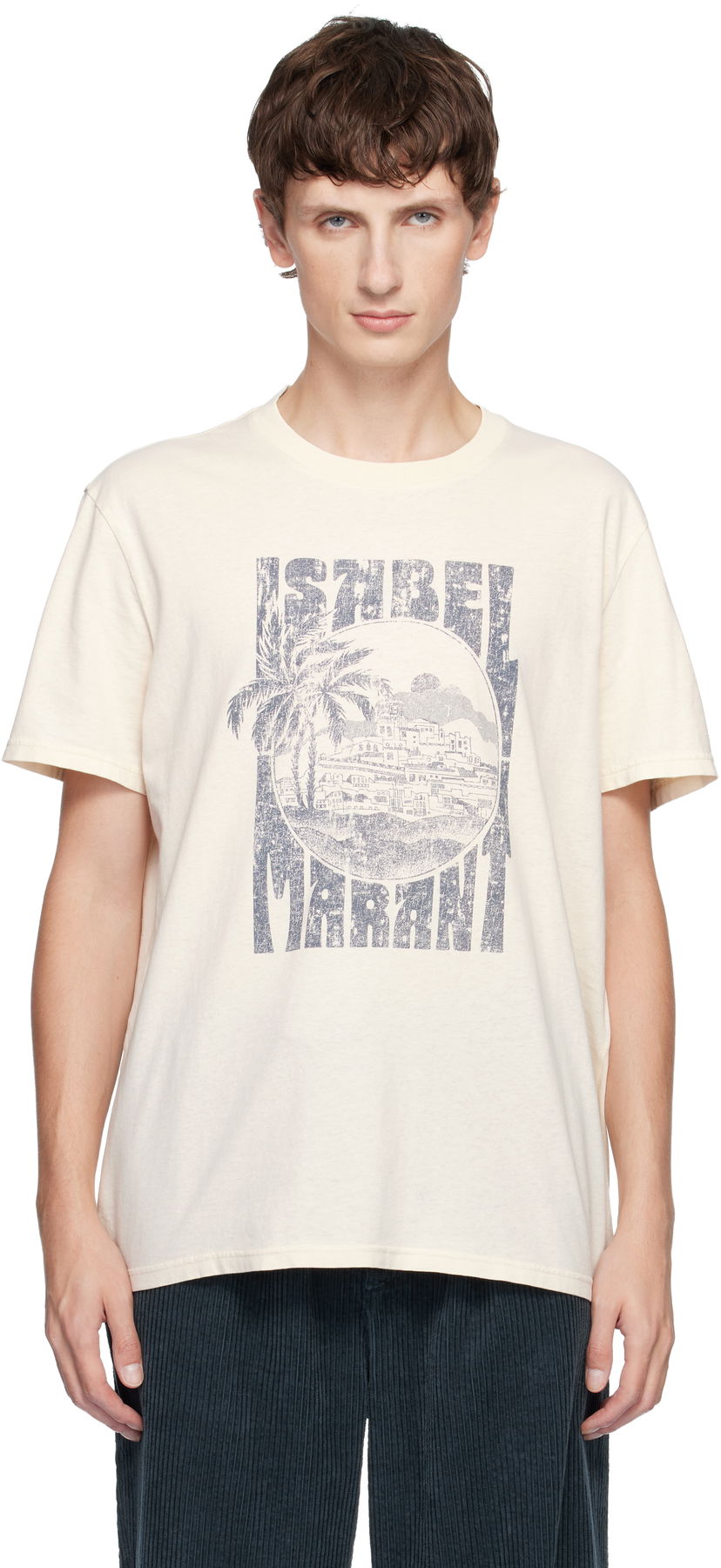Majica kratkih rukava ISABEL MARANT Isabel Marant Honore Graphic Print T-Shirt Bež | 25ATS0052HB-C3N09H