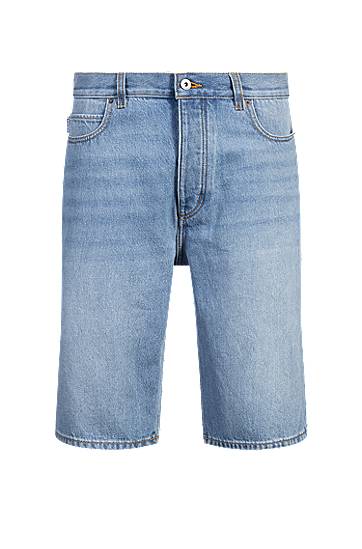 Kratke hlače BOSS Stonewashed Denim Straight-Fit Shorts Plava | 50539816, 0