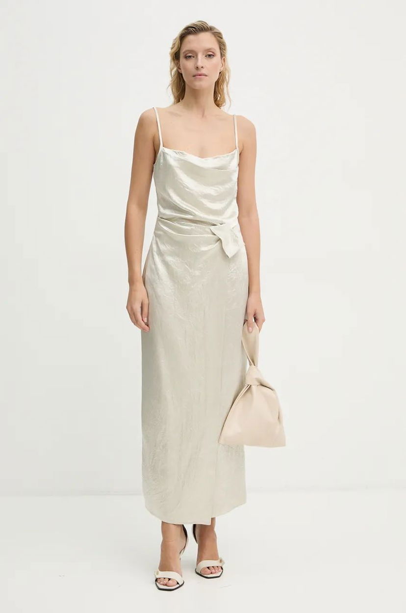 Haljina Nanushka Cowl Neck Satin Maxi Dress Bijela | NW24PFBS13171