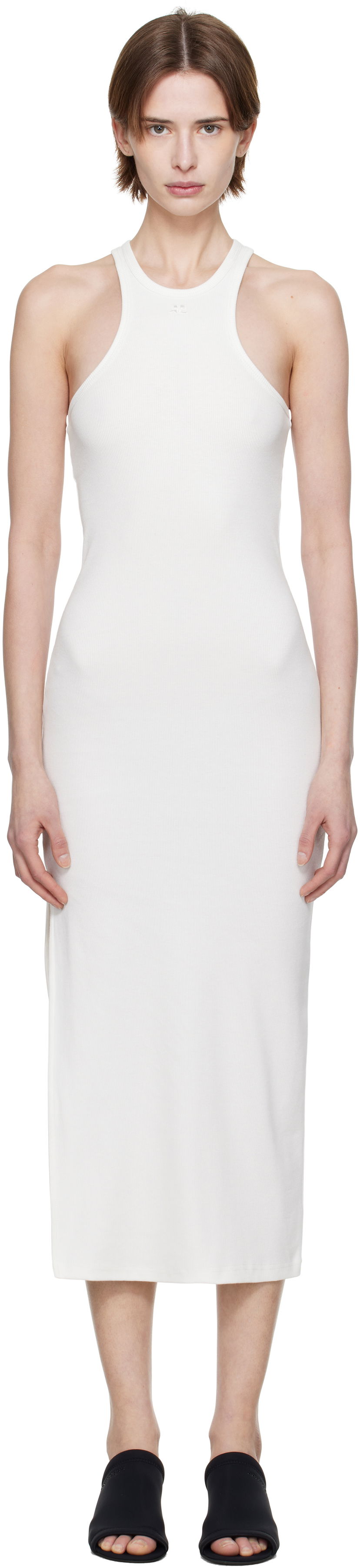 Haljina Courrèges Courrèges Scuba Rib Midi Dress Bijela | 125JRO586JS0194