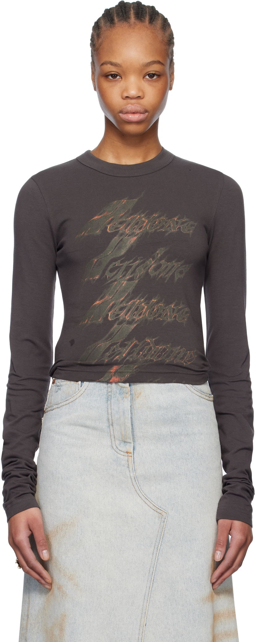 Majica kratkih rukava We11done We11done Spark Graphic Long Sleeve T-Shirt Smeđa | WD-TT0-25-750-W-CH