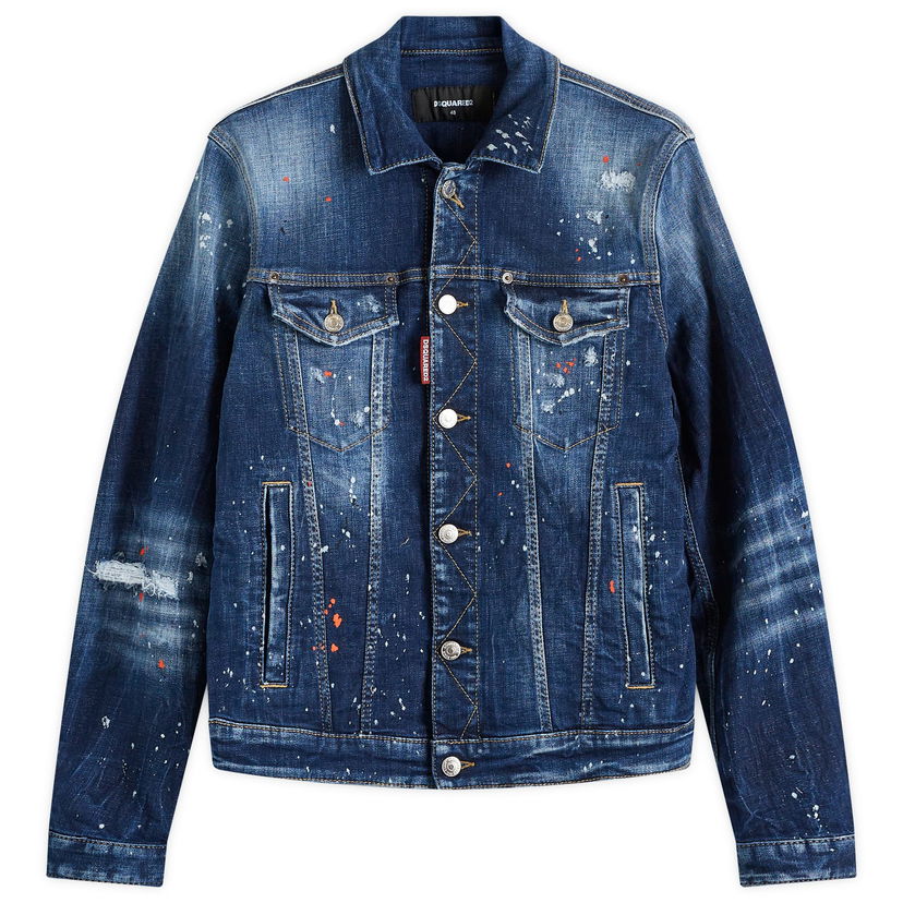 Jakna DSQUARED2 Dsquared2 Dan Paint Splatter Denim Jacket Plava | S74AM1563-S30664-470