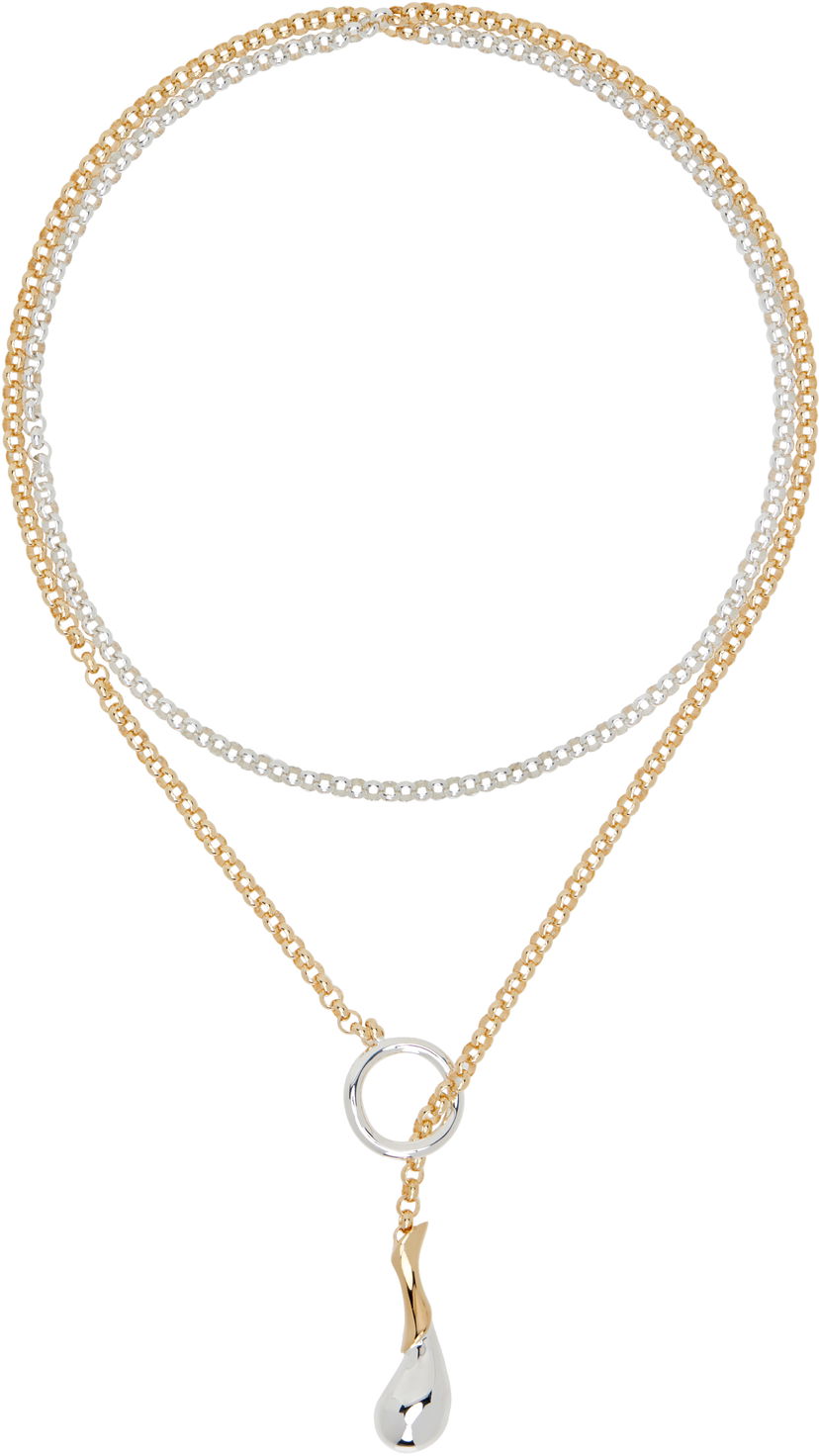 Ogrlica Bottega Veneta Bottega Veneta Two-Tone Drop Chain Necklace Metalik | 838143 V507D