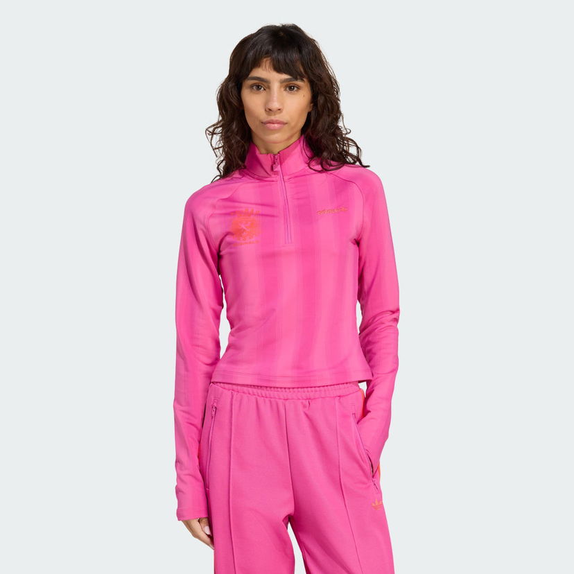 Majica kratkih rukava adidas Performance Print Long Sleeve Half-Zip Top Ružičasta | JW3638