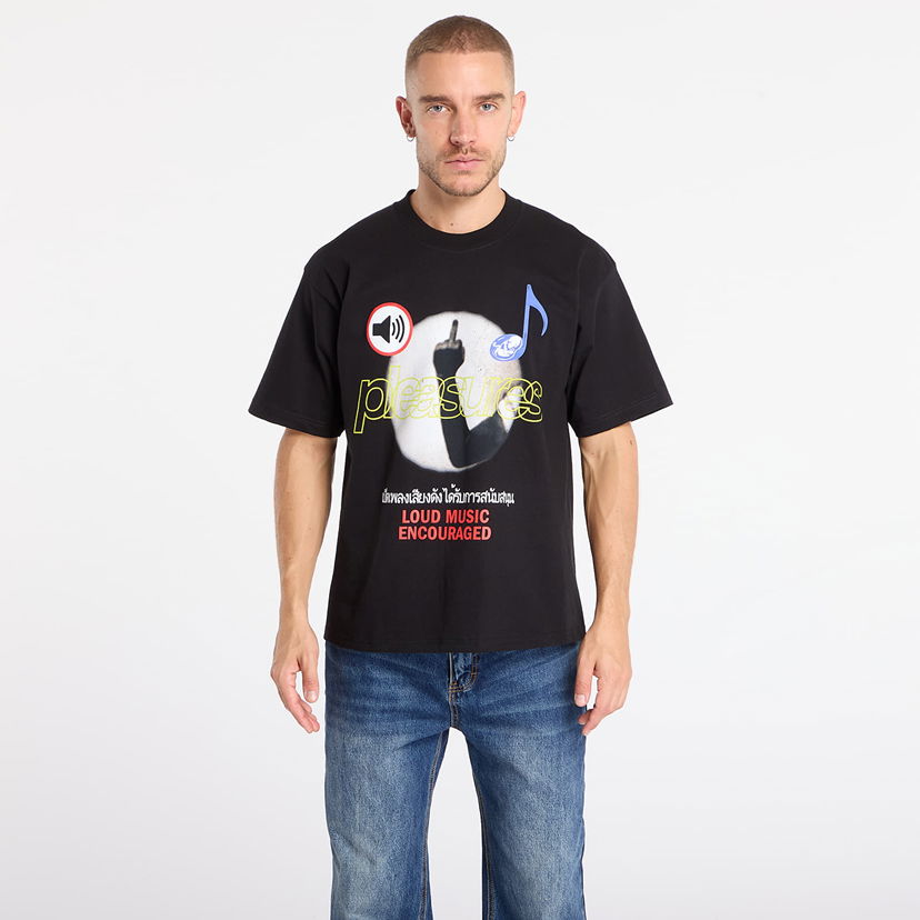 Majica kratkih rukava Pleasures Loud Music T-shirt Crna | P25F008-BLACK