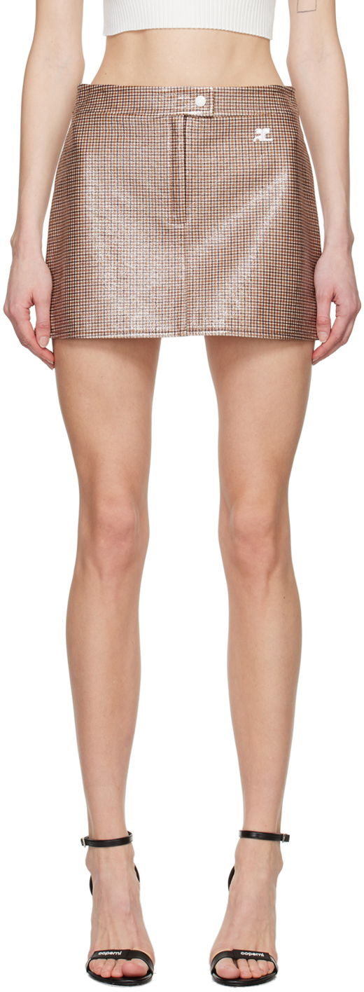 Suknja Courrèges Courrèges Checked Miniskirt Smeđa | 124CJU001PR0042