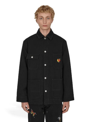Kaputi Sky High Farm Canvas Embroidered Workwear Chore Coat Crna | SHF02C008 1