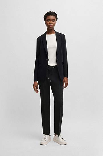 Hlače BOSS Regular-Fit Crepe Trousers Crna | 50490039, 1