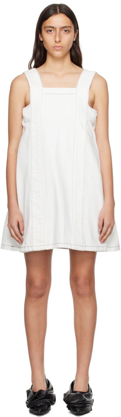 Haljina We11done We11done Square Neck Denim Mini Dress Bijela | WD-DO3-23-381-W-IC