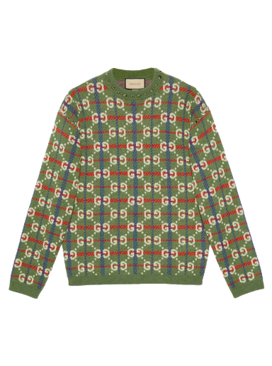 Džemper Gucci GG Check Knit Wool Sweater Zelena | 713571 XKCOZ 3465