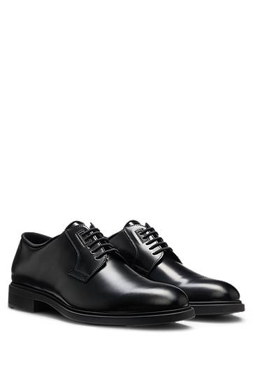 Njega cipela BOSS Leather Derby Shoes with Piped Trims Crna | 50499719