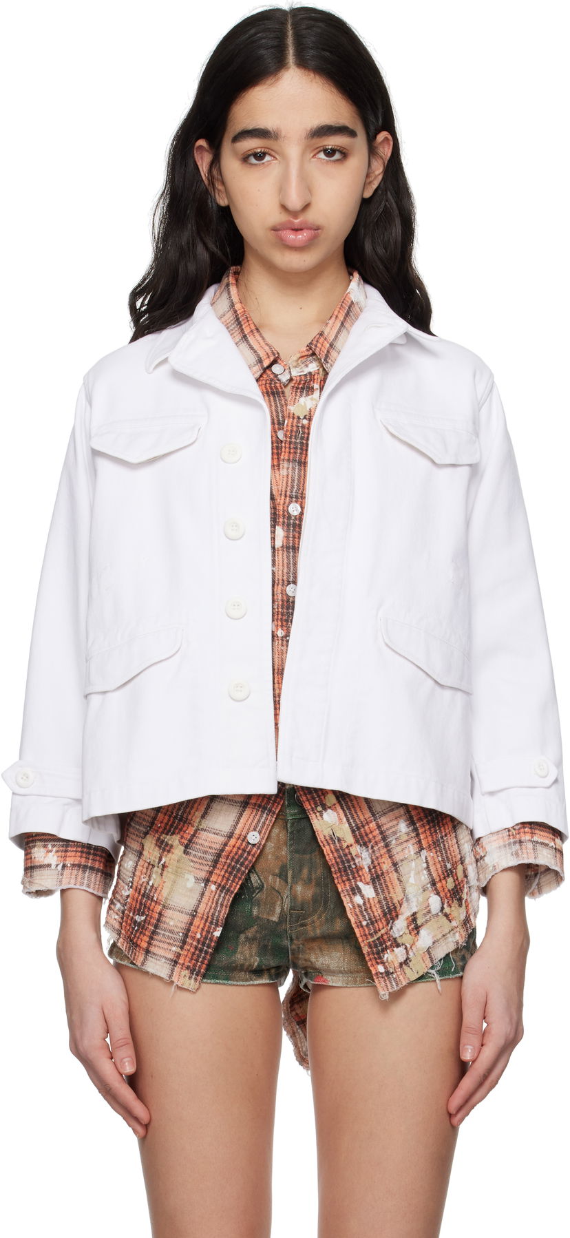 Jakna R13 R13 Boxy Army Denim Jacket Bijela | R13WR396-R522B