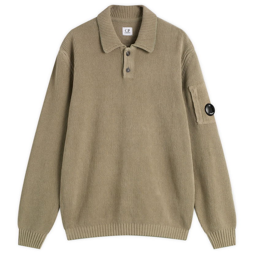 Polo majica C.P. Company C.P. Company Men's Chenille Ribbed Knit Polo Shirt Zelena | 19CMKN021A-005558G-356