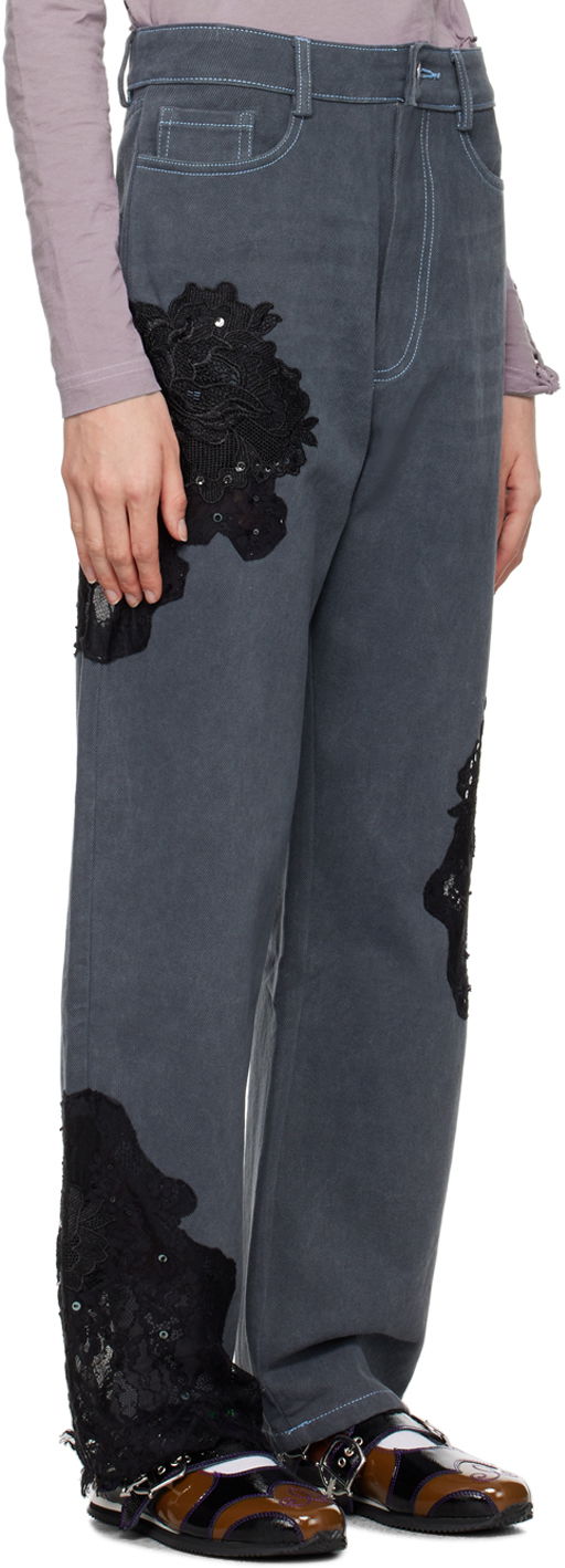 Jeans Collina Strada Collina Strada Mikaela Lace Appliqué Jeans Siva | XX6022, 1