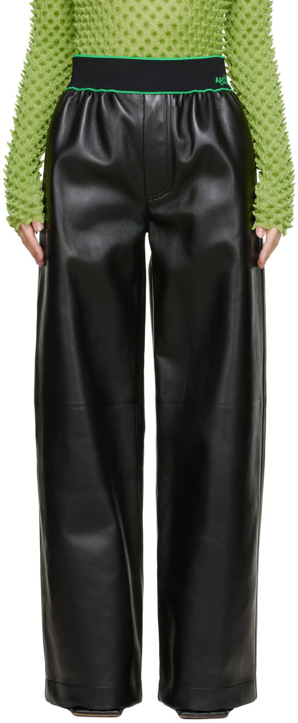 Hlače Bottega Veneta Leather Trousers Crna | 702115 V24G0
