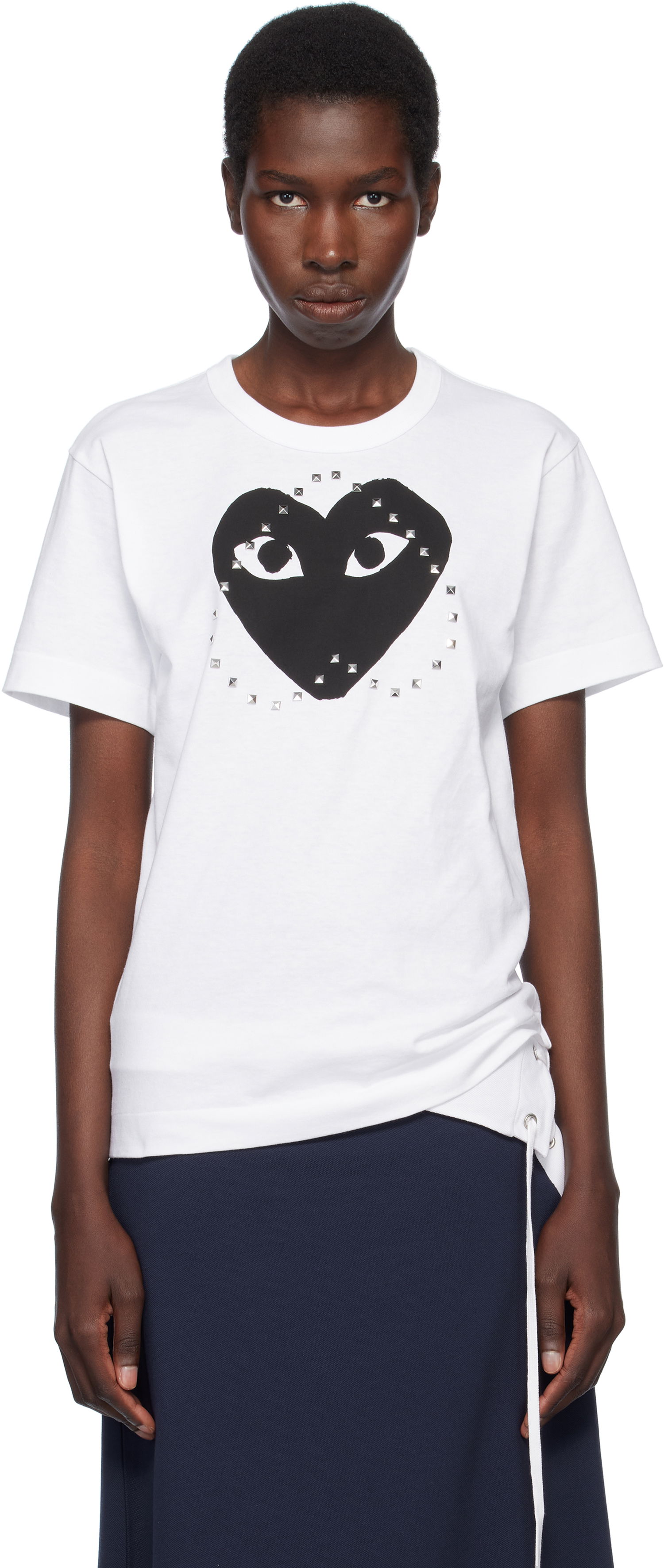 Majica kratkih rukava Comme des Garçons PLAY Stud Print Heart T-Shirt Bijela | AX-T804-051, 0