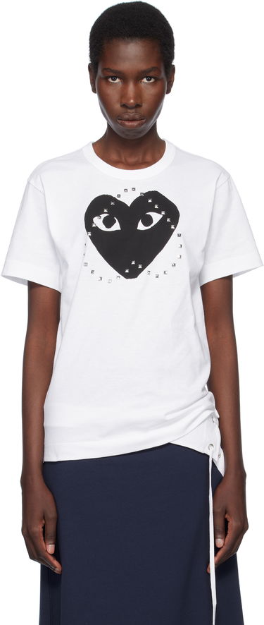 Majica kratkih rukava Comme des Garçons PLAY Stud Print Heart T-Shirt Bijela | AX-T804-051, 0