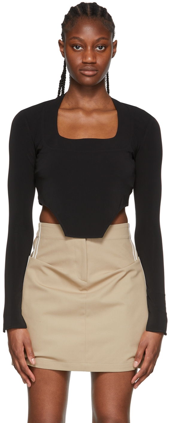 Crop top Ambush Acetate Long Sleeve Crop Top Crna | BWAD027S22JER0011000