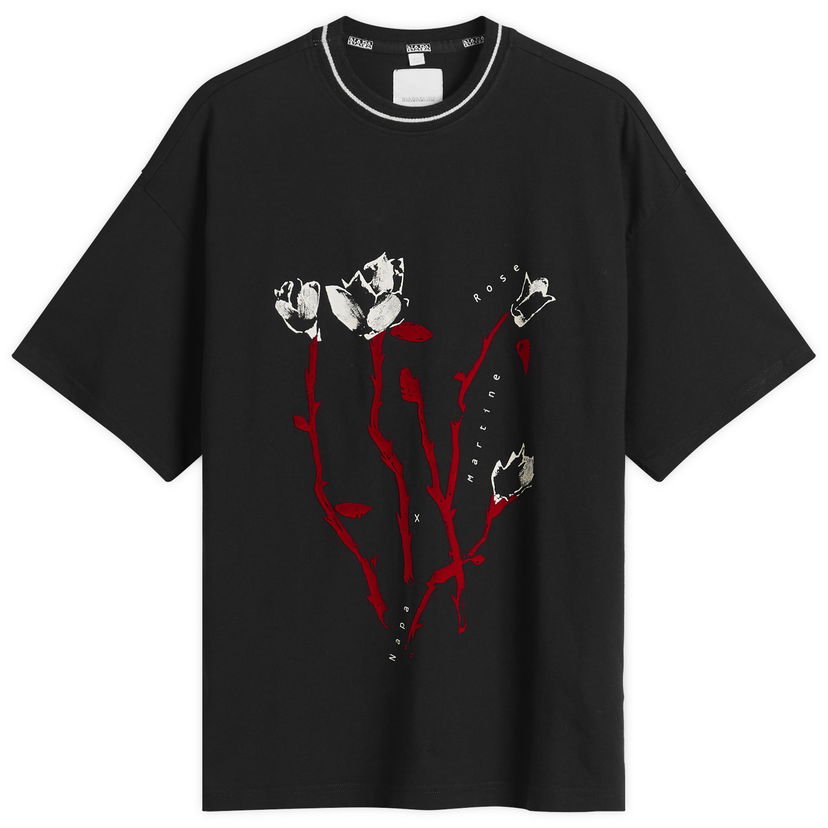 Majica kratkih rukava Napapijri Martine Rose Striped Rib Neck Oversized Graphic T-Shirt Crna | NP0A4I56-941