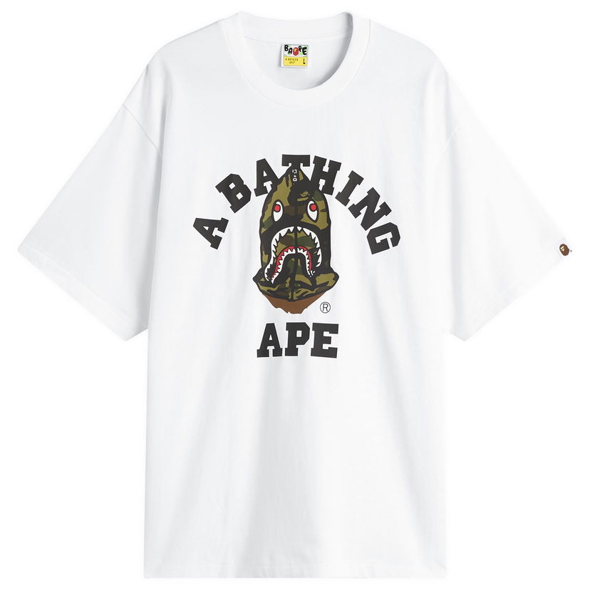 Majica kratkih rukava BAPE 1st Camo Shark Seijin College T-Shirt Bijela | 001TEL801316M-WHT