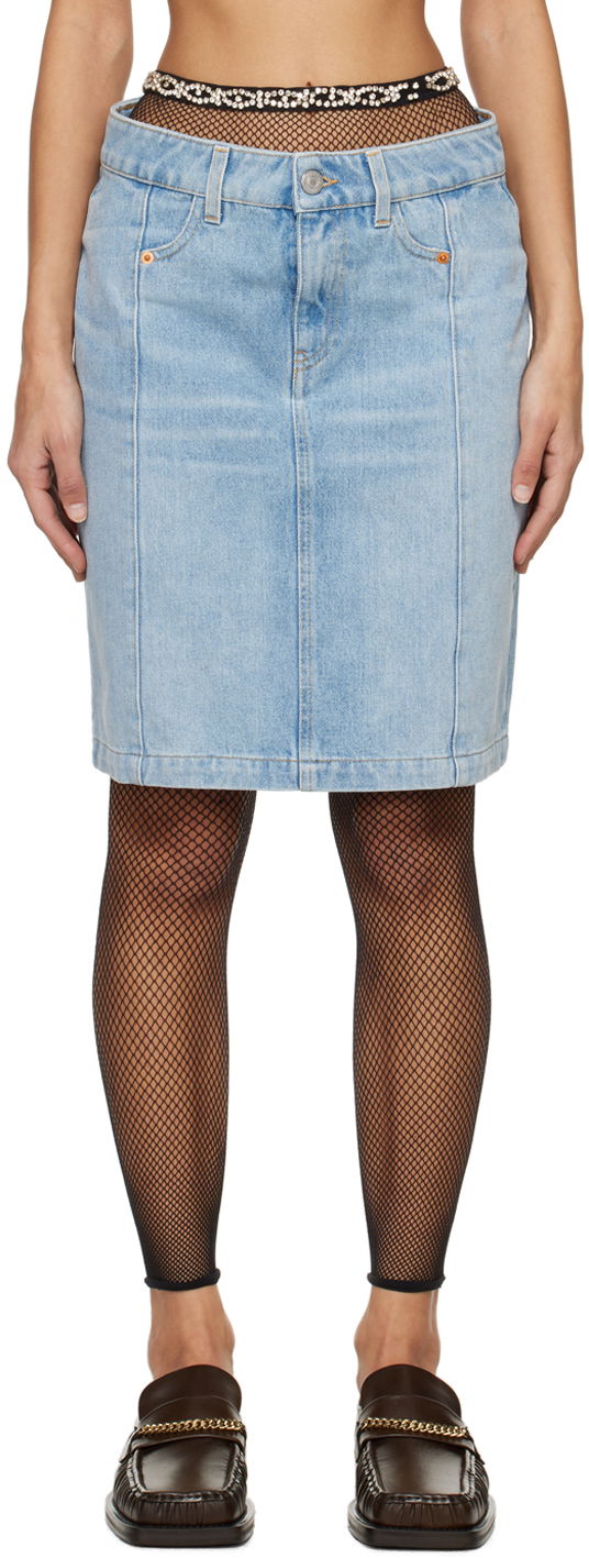 Suknja Martine Rose Narrow Front Denim Miniskirt Plava | MRSS24-238