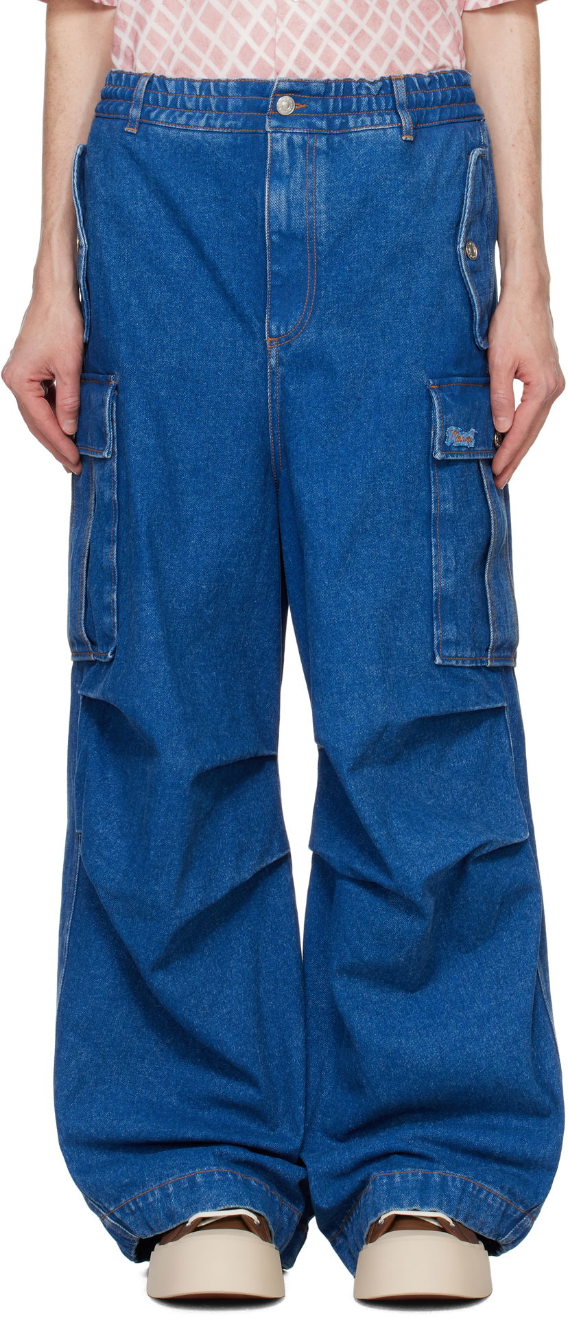 Cargo hlače Marni Low Waist Cargo Jeans Plava | PUJU0082X0 USCU83