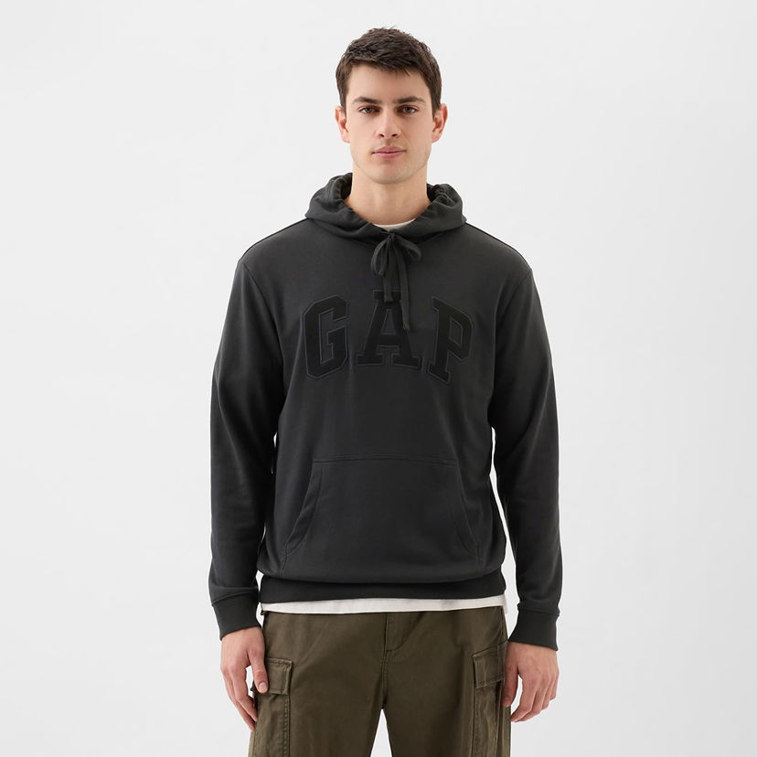 Dukserice GAP French Terry Pullover Logo Hoodie Moonless Night Crna | 868453-04