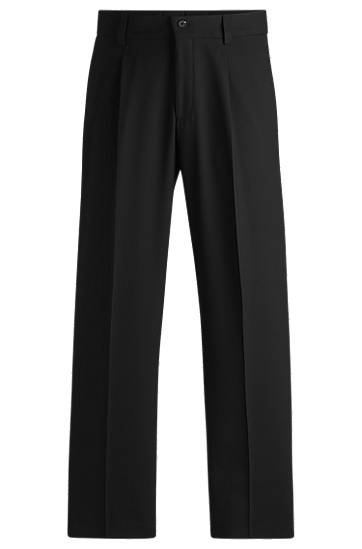 Hlače BOSS Modern-Fit Stretch Twill Trousers with Front Crease Crna | 50538671