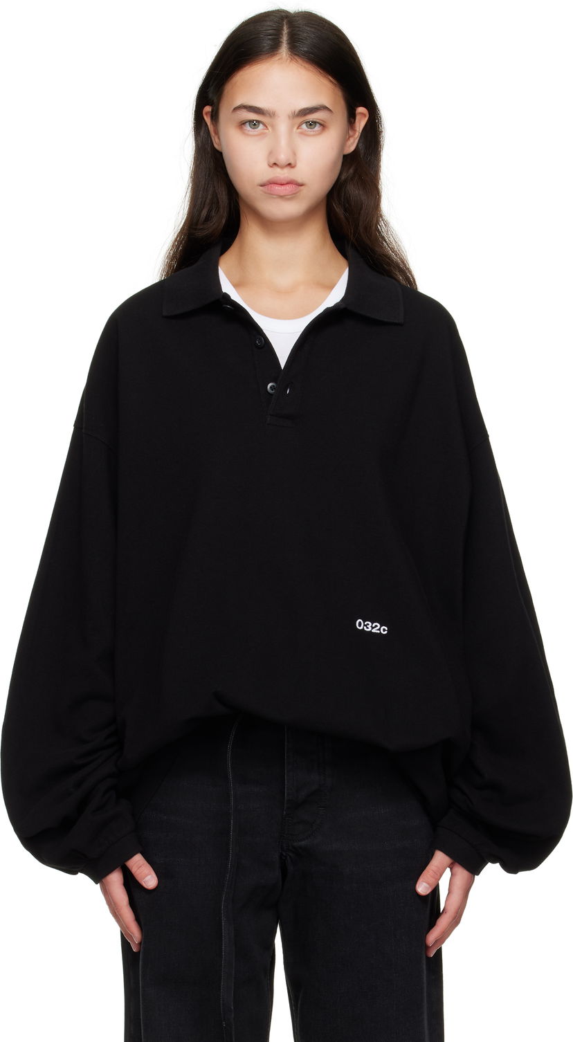Polo majica 032C Speed Devil Long Sleeve Polo Crna | F25-URC-0479-050-W