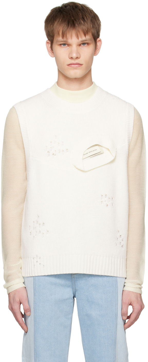 Džemper Feng Chen Wang Feng Chen Wang Distressed Vest Bijela | FUS15KT06