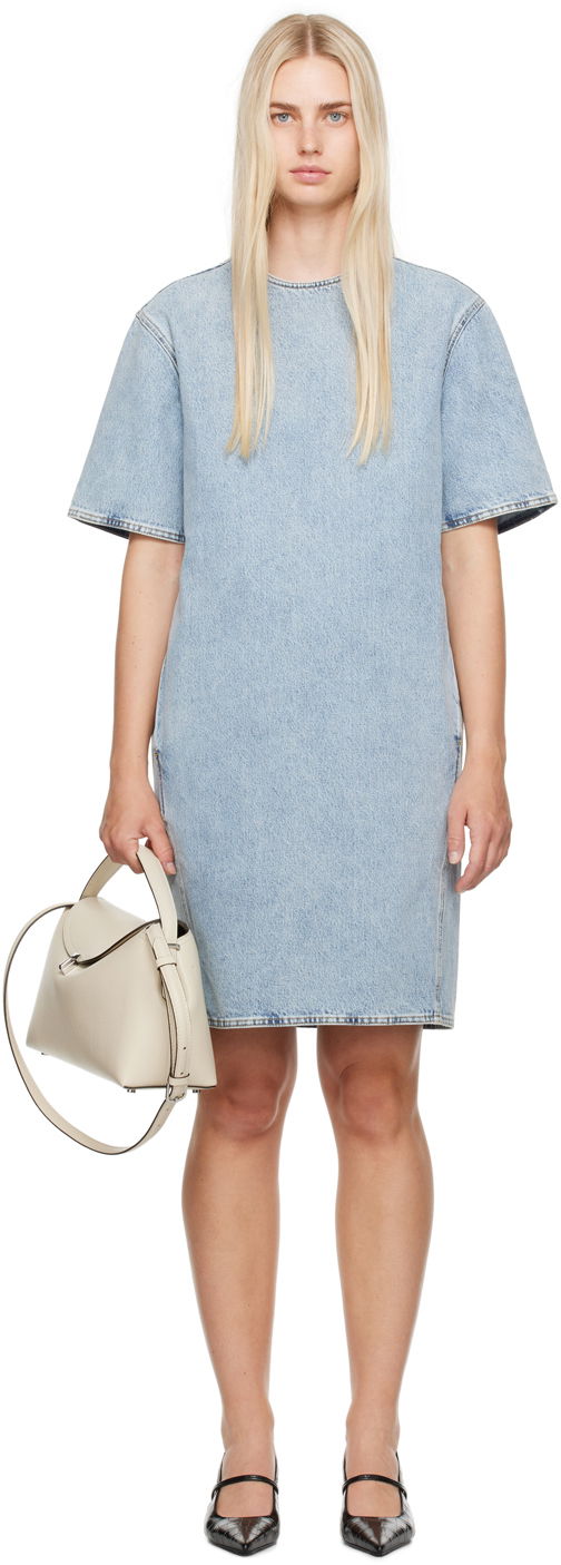 Haljina TOTEME TOTEME Trapeze Denim Midi Dress Plava | 243-WRD0123-FB0045