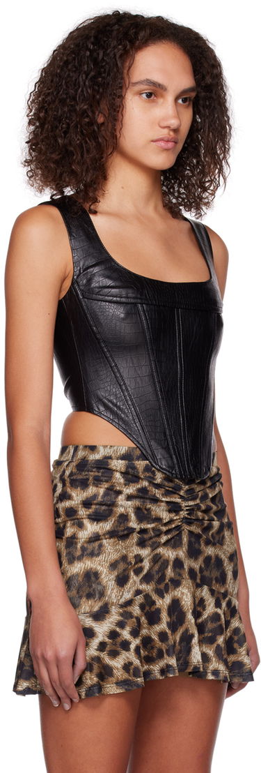 Majica bez rukava Miaou Miaou Campbell Faux Leather Corset Tank Top Crna | 7020PYPON, 1