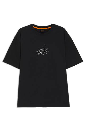 Majica kratkih rukava BOSS BOSS Relaxed-Fit Cotton T-Shirt with Logo Artwork Crna | 50546370
