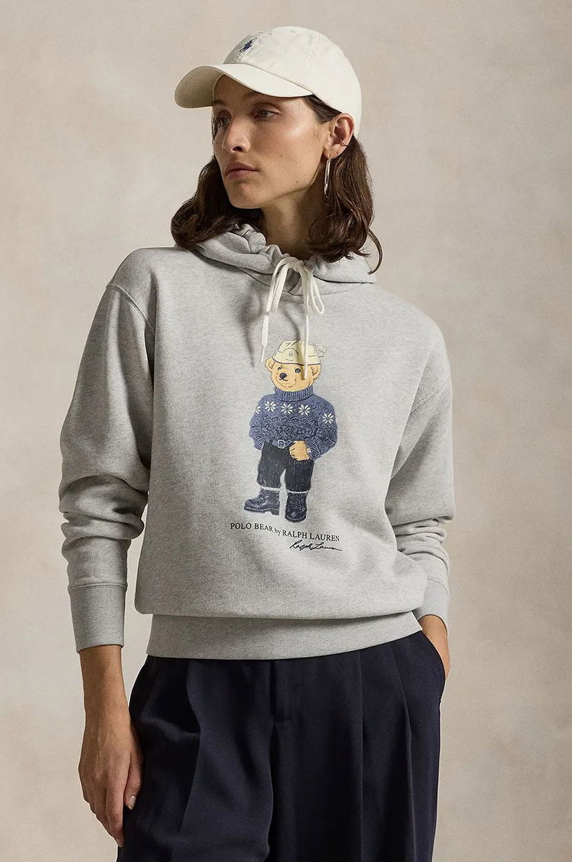 Dukserice Polo by Ralph Lauren Bear Graphic Hoodie Siva | 211947964
