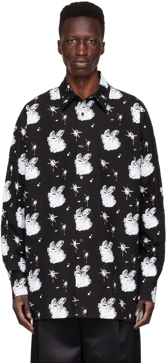 Košulja We11done We11done Cotton Poplin Space Bunny Print Shirt Crna | WD-BL1-22-142-M-BK