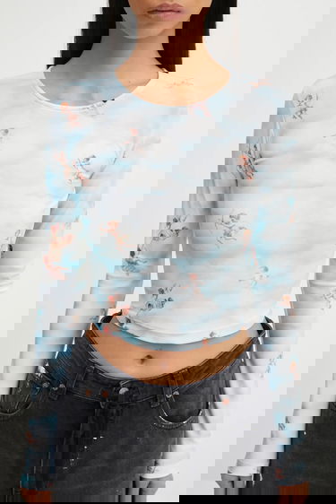 Crop top Fiorucci Beatitudo Print Long Sleeve Crop Višebojno | W25FWTLO003LY01BL02, 3