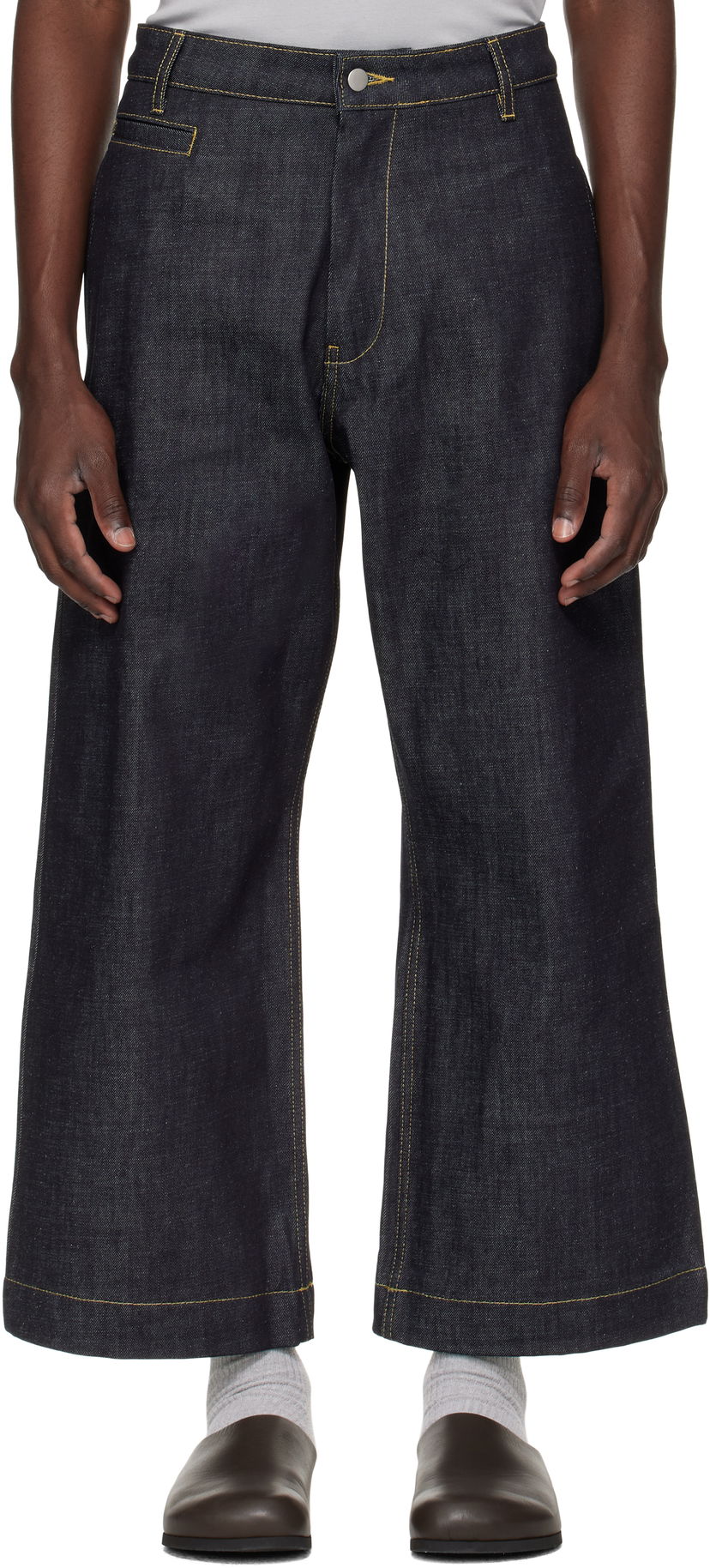 Jeans Studio Nicholson Pyad Wide-Leg Contrast-Stitch Denim Jeans Plava | PYAD SNM - 1246