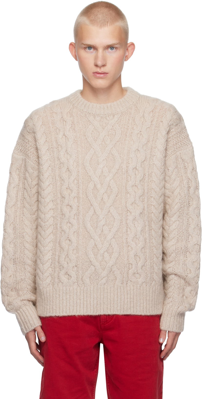 Džemper ISABEL MARANT Isabel Marant Erick Cable Knit Sweater Bež | PU0542HA-B3L07H