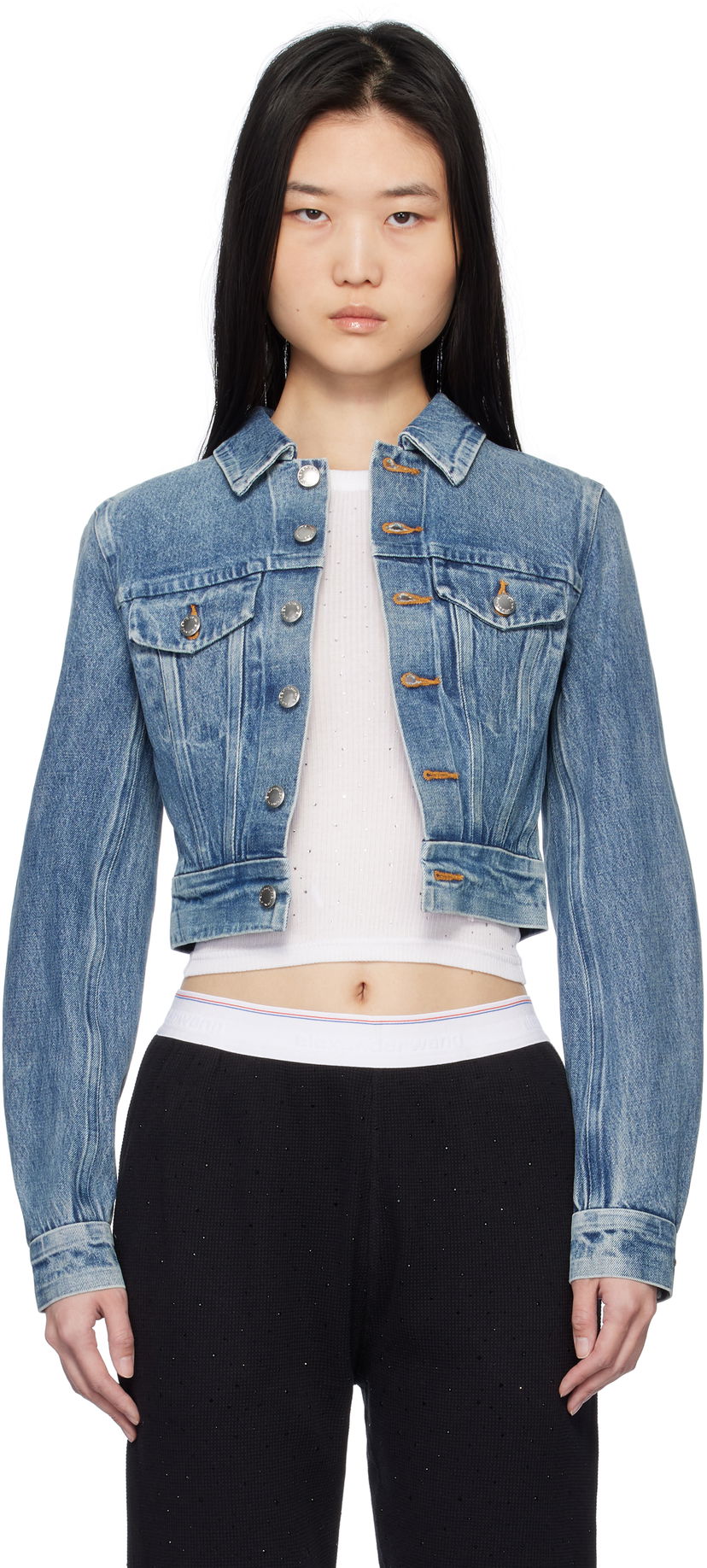 Jakna Alexander Wang Alexander Wang Trucker Denim Jacket Plava | 1WC1252598