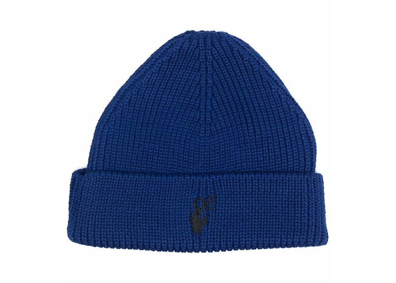 Kapica Off-White Off-White Hand Off Ribbed Knit Beanie Plava | OMLC016F21KNI0014510