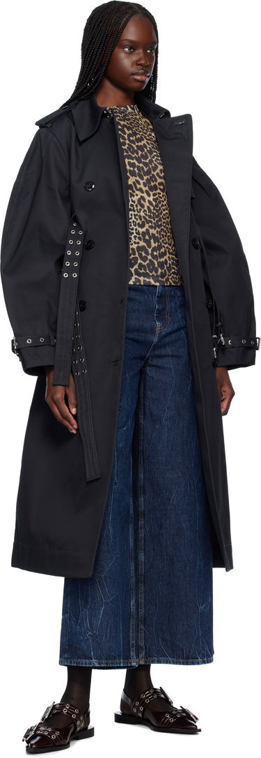 Trenčkot GANNI Ganni Bonded Cotton Trench Coat Crna | W0395, 3