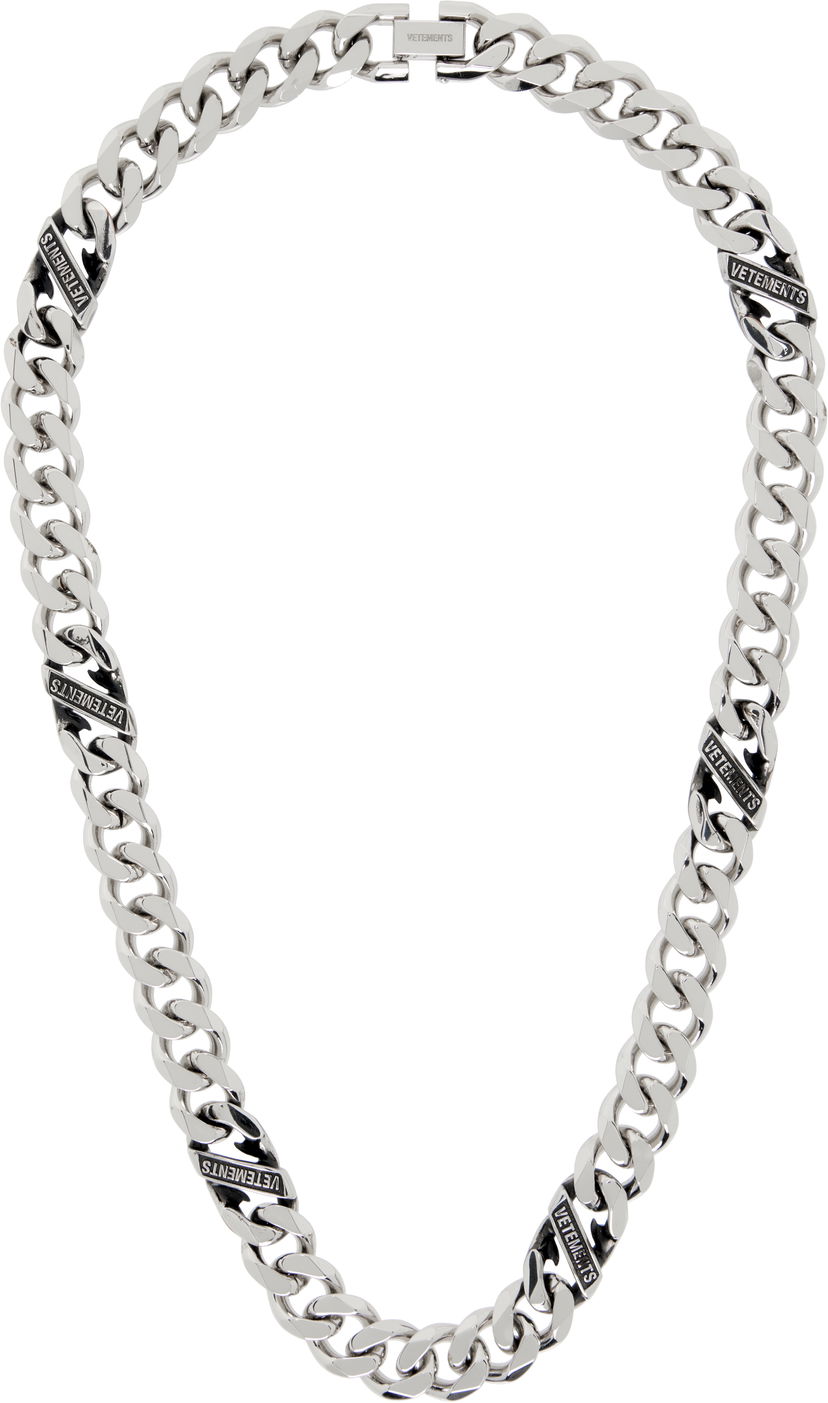 Ogrlica VETEMENTS Vetements Silver-Tone Logo Chain Necklace Metalik | UH76NE850S