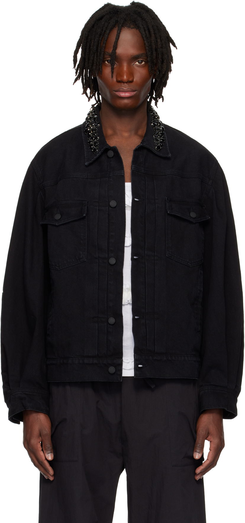 Jakna Simone Rocha Simone Rocha Embellished Denim Jacket Crna | 6116B 1239