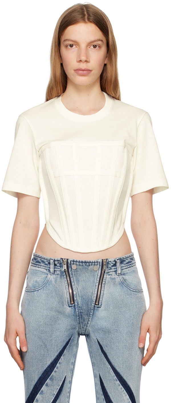 Crop top Dion Lee Corset T-Shirt Bijela | C3097R23