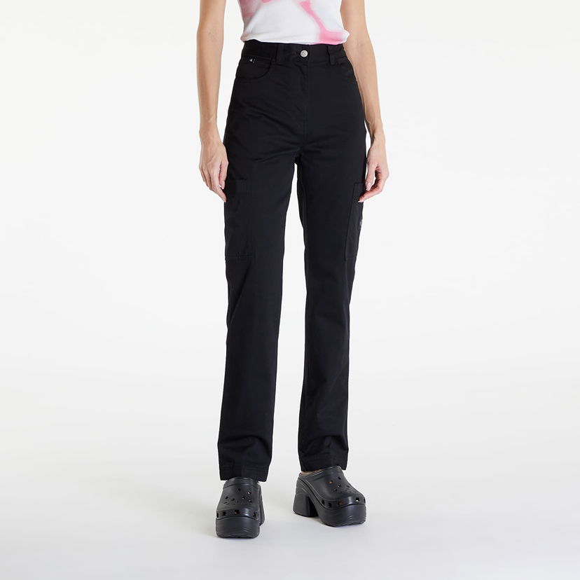 Cargo hlače CALVIN KLEIN Jeans Woven Label High Rise Straight Pant Black Crna | J20J223117 BEH